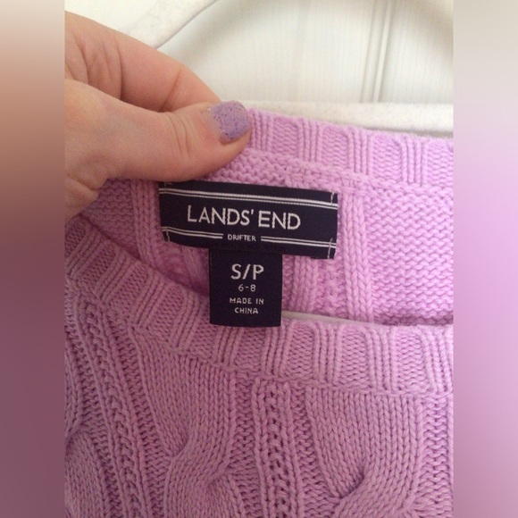 Lands’ End Lavender Cable Knit Sweater - Picture 7 of 9